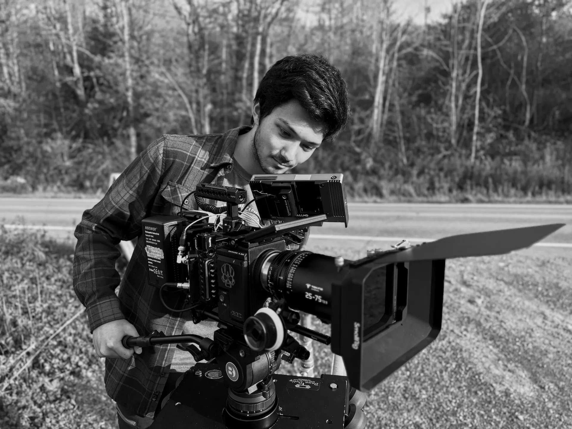 Man using cinema camera